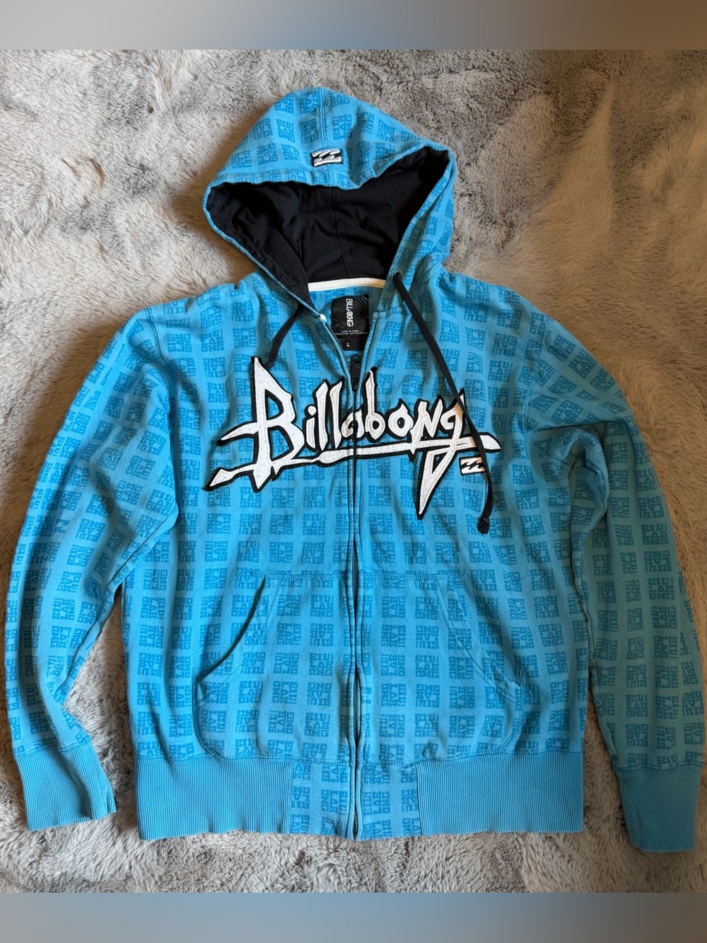Billabong Men’s Bright Blue Full-Zip Hoodie with Logo